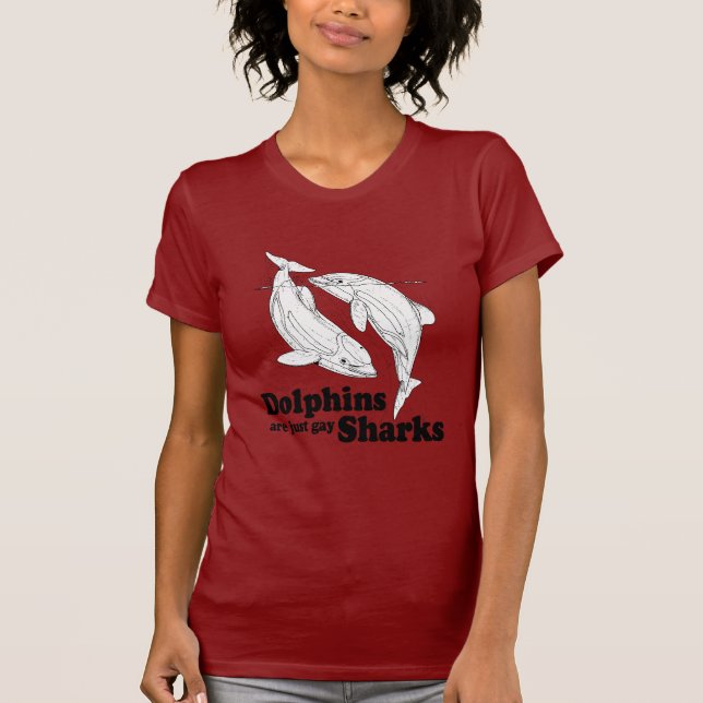Delfiner är glada hajar t shirt (Framsida)