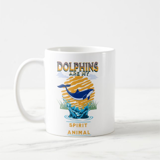 Delfiner är min egen sprit, animaliskt kaffe Mugg (Vänster)