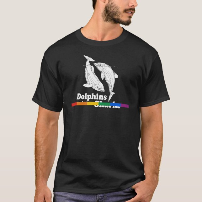 Delfiner är precis glada hajar t shirt (Framsida)