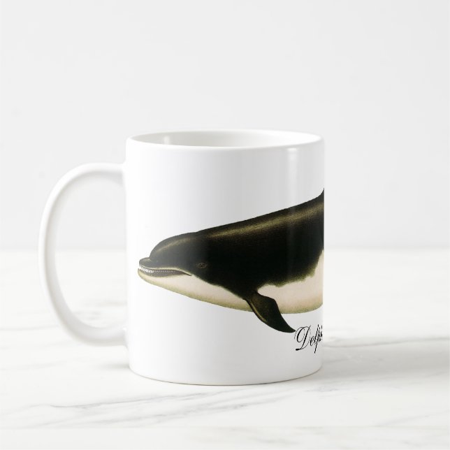 Delfiner Delphinus Tursio, Gamla Marina Djur Kaffemugg (Vänster)