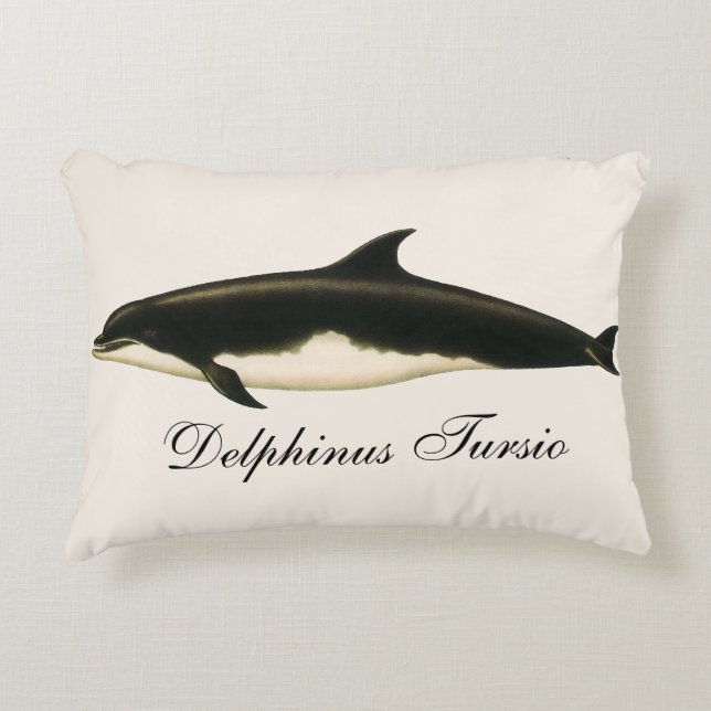 Delfiner Delphinus Tursio, Vintage Marina Djur Prydnadskudde (Framsidan)