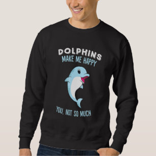 Delfiner gör mig till Lycklig Cute Dolphin Lång Ärmad Tröja