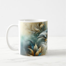 Delfiner Gyllene Botaniska Drömlandskap Kaffemugg