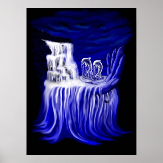 Delfiner, hand i tidningar poster (Framsidan)