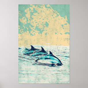 Delfiner i Atlantens vykort Poster