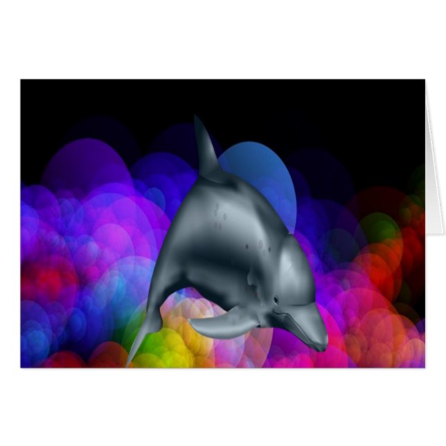 Delfiner i Färgad Vatten Hälsningskort (Framsidan Horizontal)