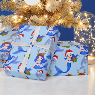 Delfiner i julbalar sjöjungfruar presentpapper