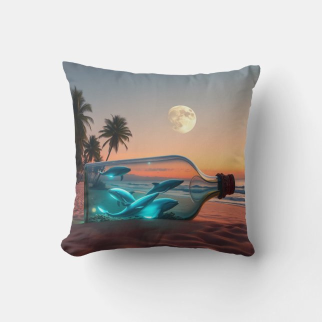 Delfiner i måndagsljus: Havsglöd i Flaska och Afri Kudde (Framsida)