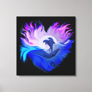 Delfiner i månljus canvastryck