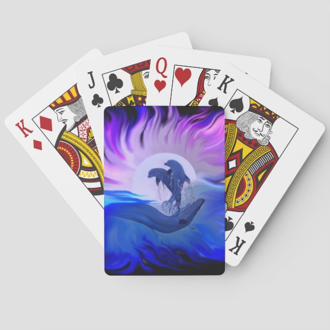 Delfiner i månljus casinokort (Baksidan)