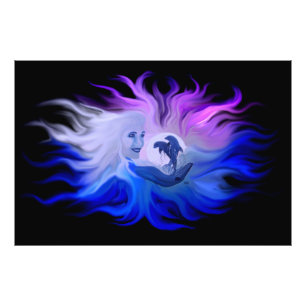 Delfiner i Moonligh Fototryck