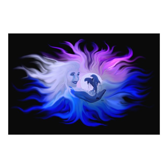 Delfiner i Moonligh Fototryck (Framsidan)