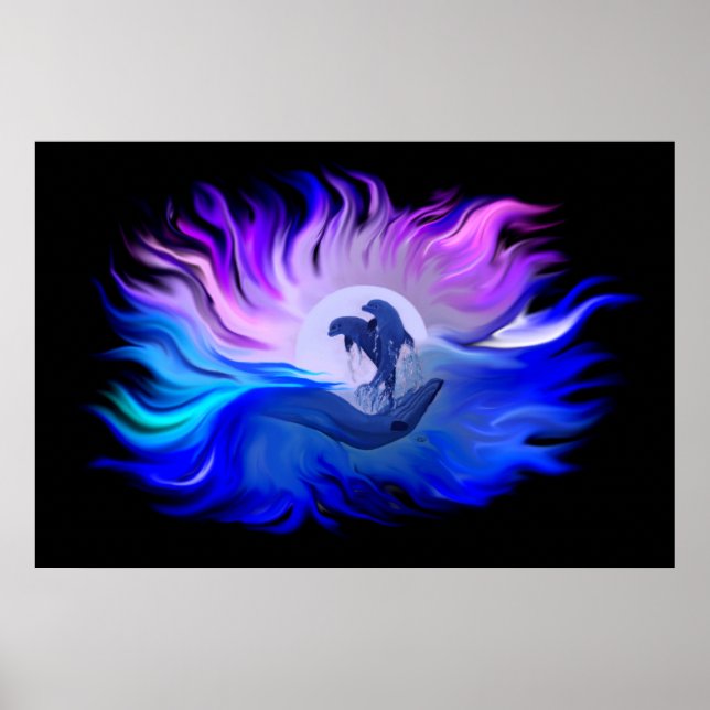 Delfiner i Moonligh Poster (Framsidan)