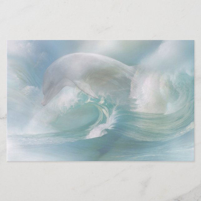Delfiner i oceanstranden brevpapper (Framsida)
