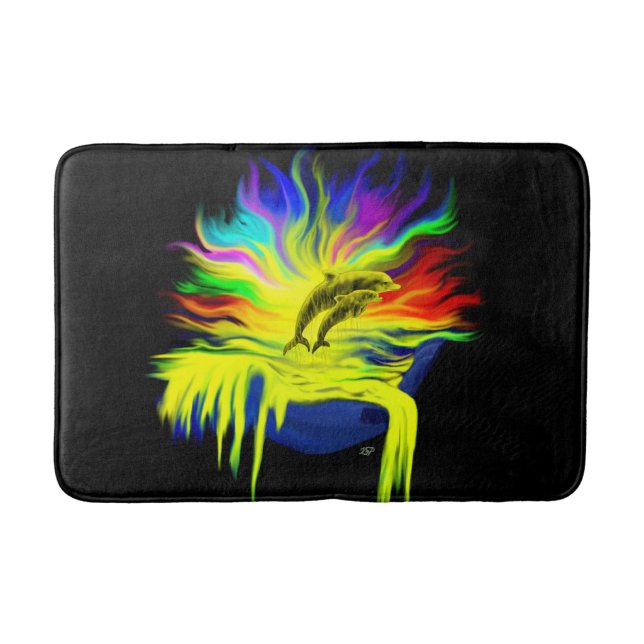 Delfiner i Sunshine med hand Badrumsmatta (Framsidan)