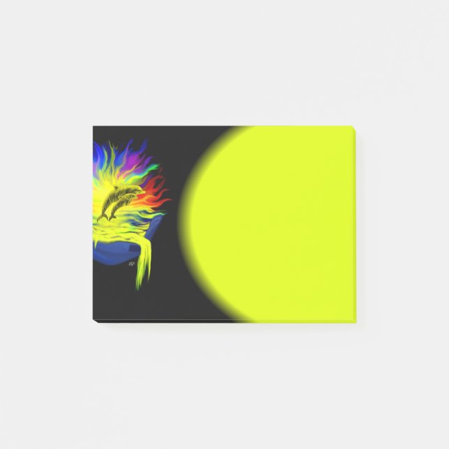 Delfiner i Sunshine med hand Post-it Block (Framsida)