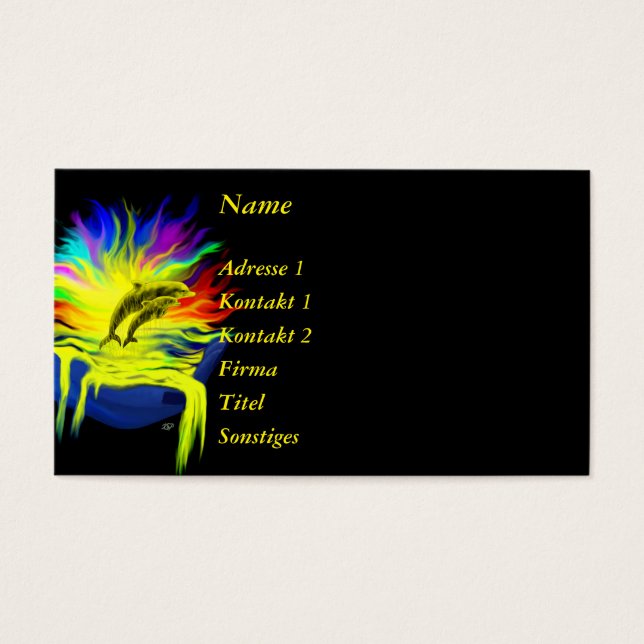 Delfiner i Sunshine med hand Visitkort (Framsidan)