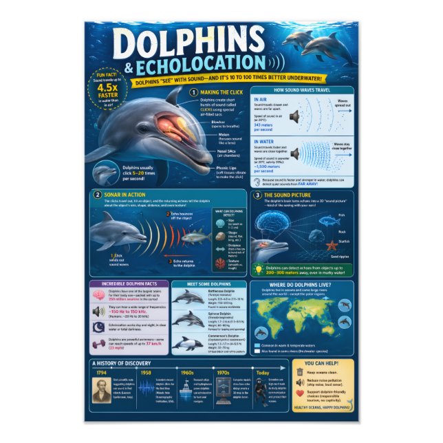 Delfiner Infografik Fototryck (Framsidan)