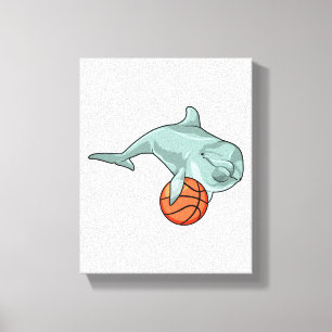 Delfiner med basket canvastryck