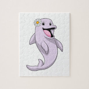Delfiner med Daisy Flower Pussel