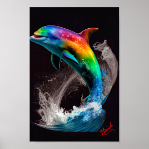 Delfiner med färg - AI Poster
