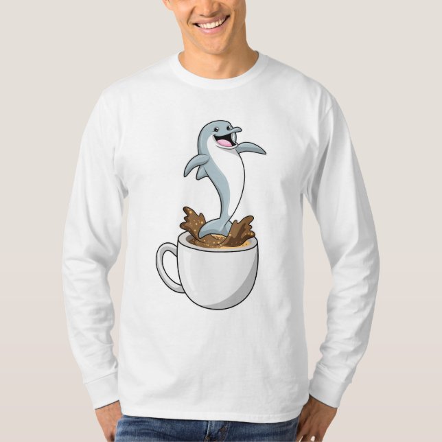 Delfiner med Kopp i kaffe T Shirt (Framsida)