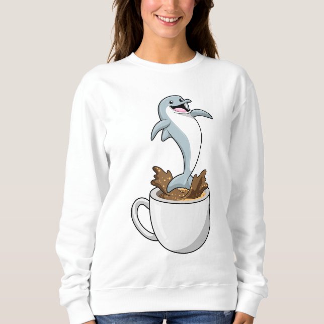 Delfiner med Kopp i kaffe T Shirt (Framsida)