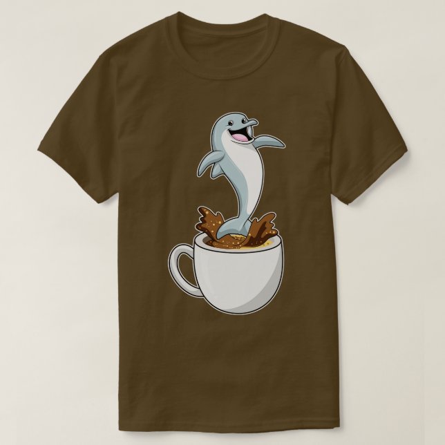 Delfiner med Kopp i kaffe T Shirt (Design framsida)