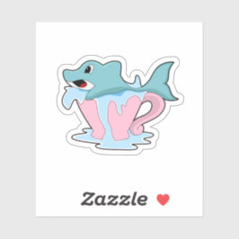 Delfiner med Kopp i Vatten.PNG Klistermärken