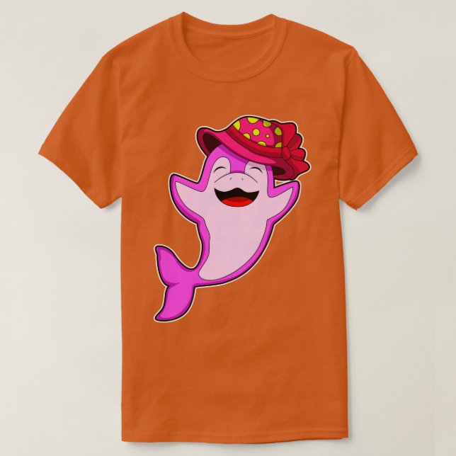 Delfiner med rött fett t shirt (Design framsida)