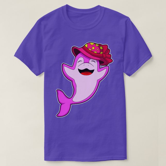 Delfiner med rött fett t shirt (Design framsida)