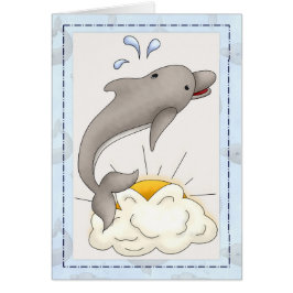 Delfiner med Sol/moln Djurhälsningskort d2 Hälsningskort