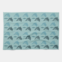 Delfiner och fisk kökshandduk