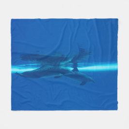 Delfiner och reflektioner fleecefilt