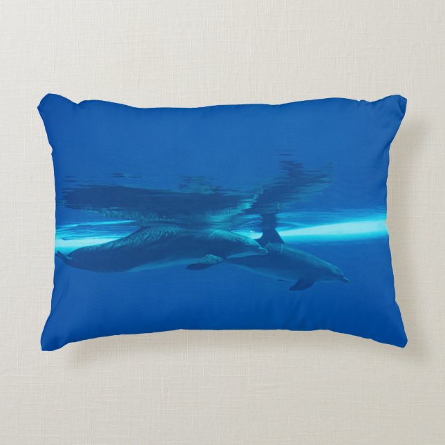 Delfiner och reflektioner prydnadskudde (Framsidan)