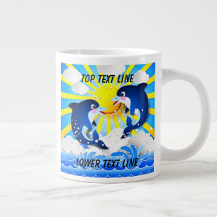 Delfiner och Sol anpassar du till att lägga till d Jumbo Mugg