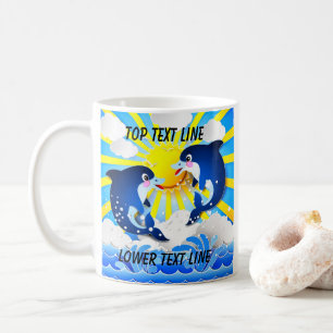 Delfiner och Sol anpassar du till att lägga till d Kaffemugg