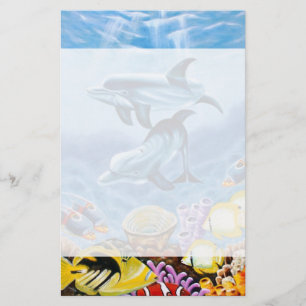 Delfiner och tropisk fisk Art Brevpapper