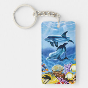 Delfiner och tropisk fiskkonst