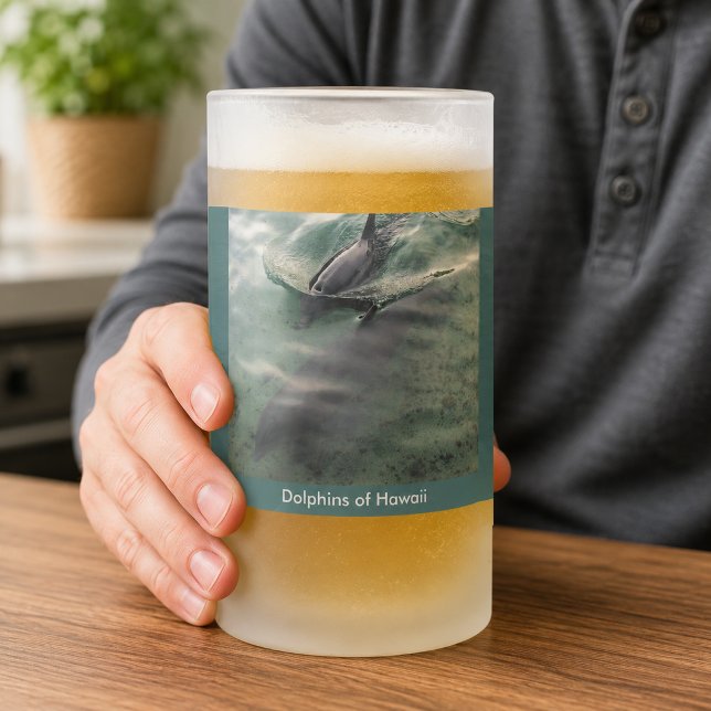 Delfiner på Hawaii-mugg Frostat Ölglas (Dolphins of Hawaii Mug)