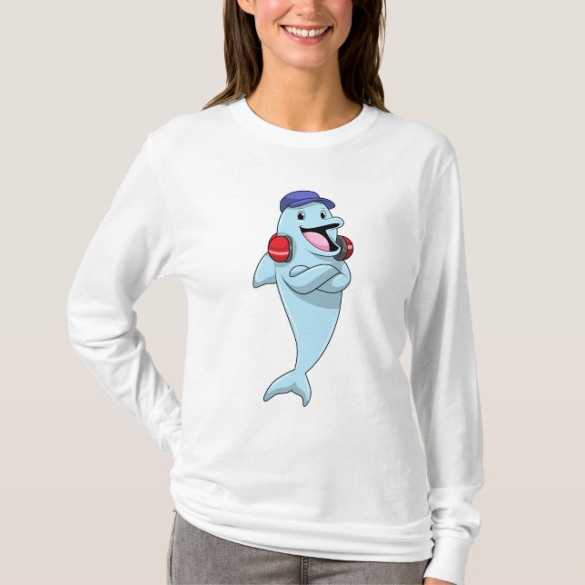 Delfiner på Lyssna på musik T Shirt (Framsida)