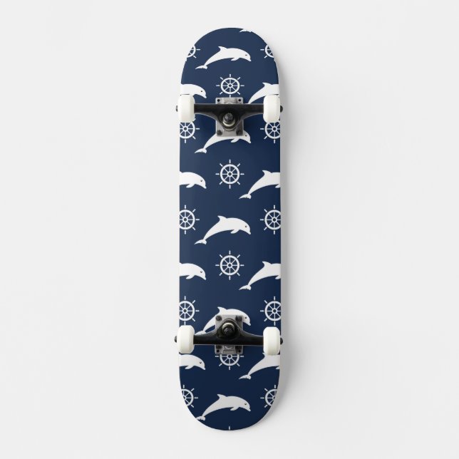 Delfiner på paradmönster skateboard bräda 21,5 cm (Framsida)