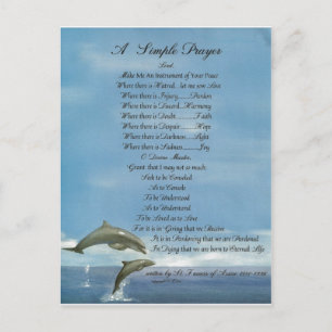 Delfiner=pope francis=st. francis SIMPLE PRAYER Vykort