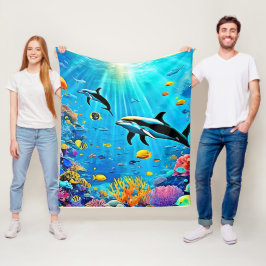 Delfiner & Reef: Underwater Joy Fleecefilt