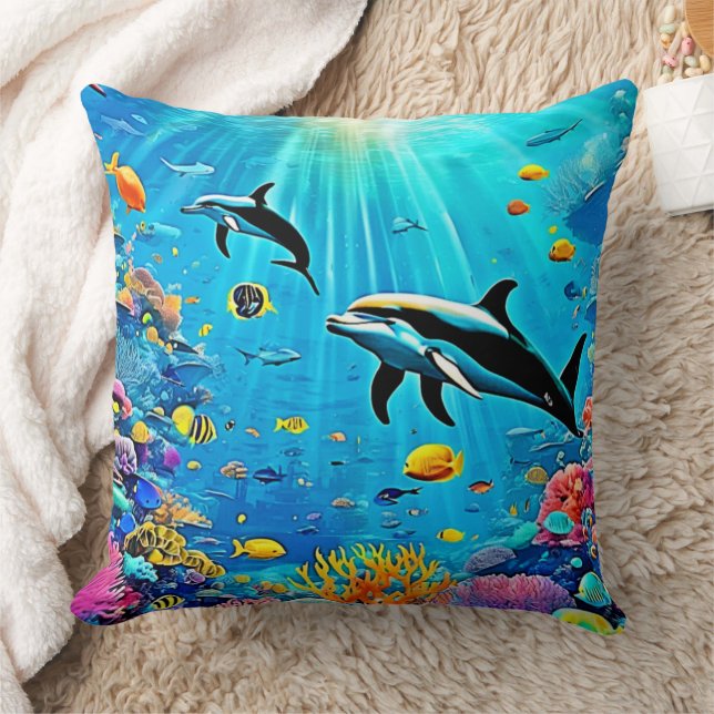 Delfiner & Reef: Underwater Joy Kudde (Filt)