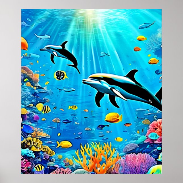 Delfiner & Reef: Underwater Joy Poster (Framsidan)