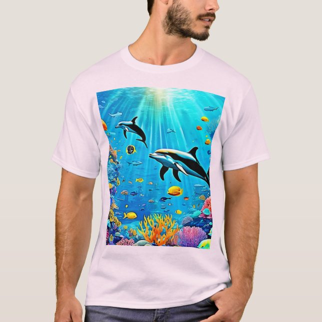 Delfiner & Reef: Underwater Joy T Shirt (Framsida)