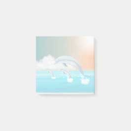 Delfiner som bryter i havet post-it block