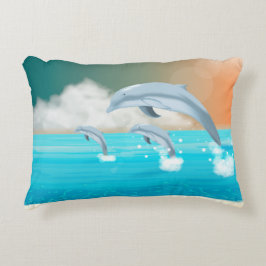 Delfiner som bryter i havet prydnadskudde