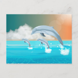 Delfiner som bryter i havet vykort